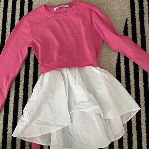 Pink and White Layered sweater